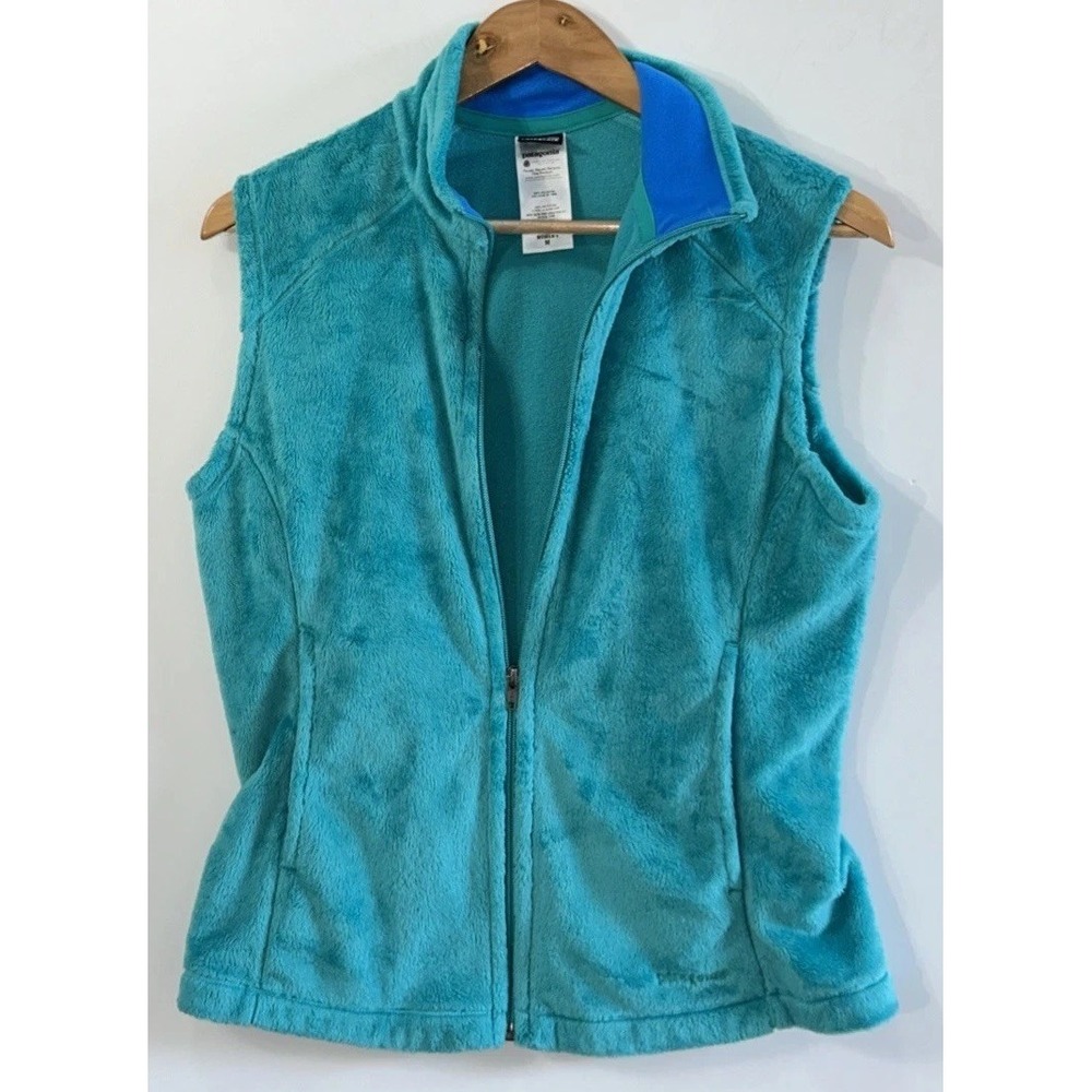 Women's Patagonia Plush Synchilla Vest Full Zip Embroidered Sz Med 26440 SOFT